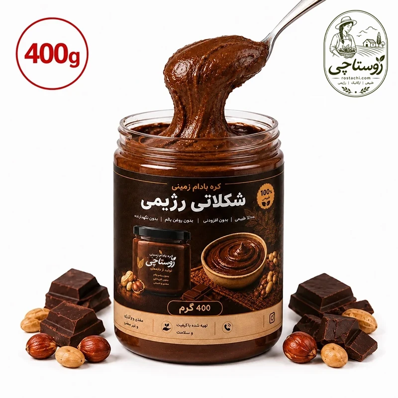 کره شکلاتی استانه اشرفیه – رژیمی (400 گرمی) کره بادام زمینی شکلاتی استانه اشرفیه – رژیمی (400 گرمی) - تصویر 1